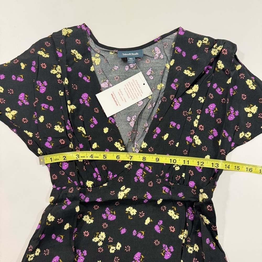 New ModCloth Take the Plunge Midi Dress Black Floral - Picture 6 of 7